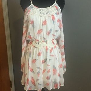 Xhileration boho cold shoulder long sleeve dress